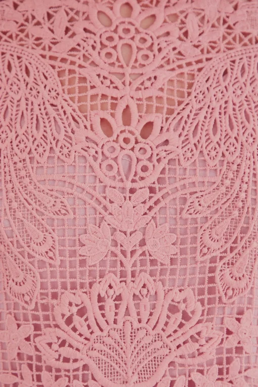 BLUSH PINK GUIPURE LONG SLEEVE BLOUSE