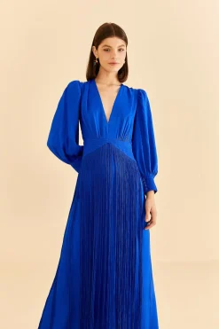  BRIGHT BLUE FRINGES MAXI DRESS