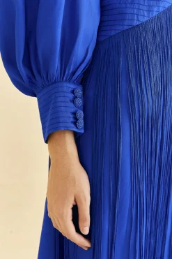  BRIGHT BLUE FRINGES MAXI DRESS