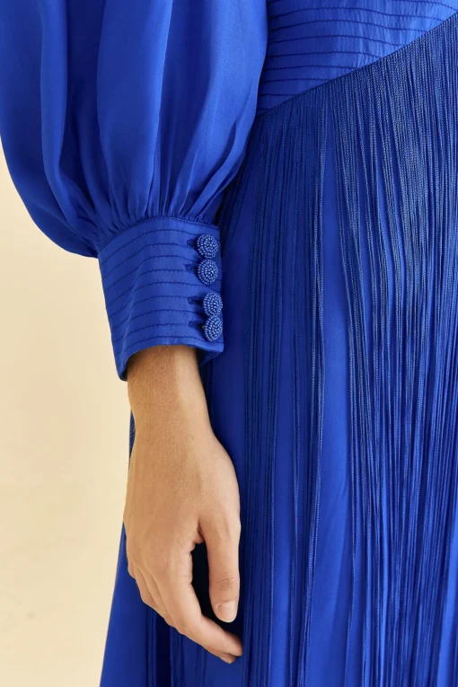  BRIGHT BLUE FRINGES MAXI DRESS