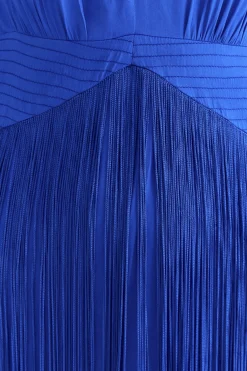  BRIGHT BLUE FRINGES MAXI DRESS