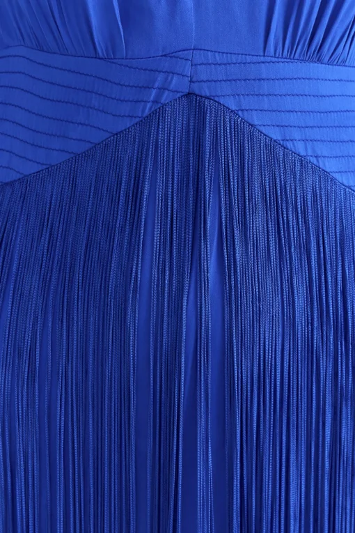  BRIGHT BLUE FRINGES MAXI DRESS
