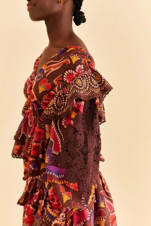  BROWN BRIGHT FLORA BLOUSE
