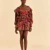  BROWN BRIGHT FLORA MINI SKIRT