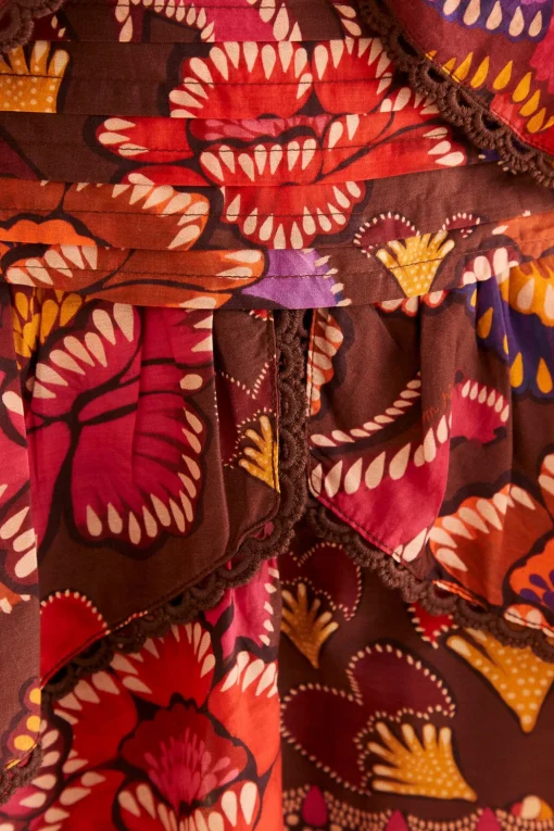 BROWN BRIGHT FLORA MINI SKIRT