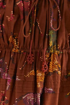  BROWN DOTTED HORSES MAXI DRESS
