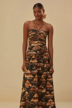 BROWN SHUHU MAXI DRESS SLEEVELESS