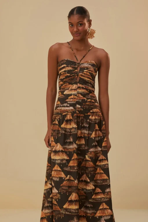  BROWN SHUHU MAXI DRESS SLEEVELESS