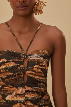  BROWN SHUHU MAXI DRESS SLEEVELESS