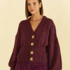  BURGUNDY BUBBLE KNIT CARDIGAN