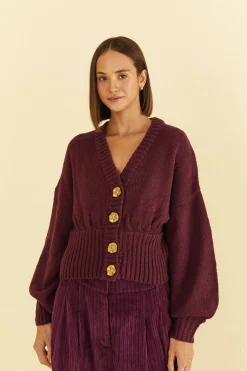 BURGUNDY BUBBLE KNIT CARDIGAN