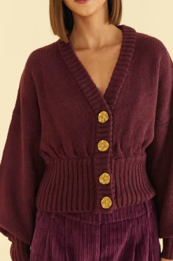 BURGUNDY BUBBLE KNIT CARDIGAN