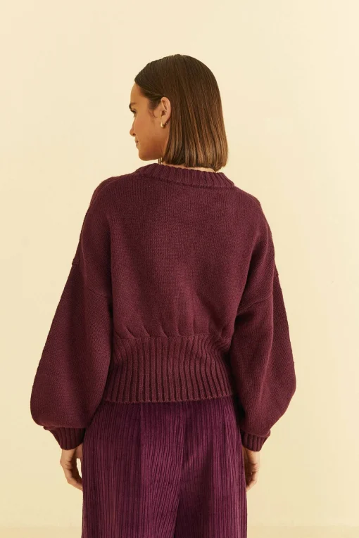  BURGUNDY BUBBLE KNIT CARDIGAN