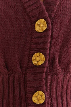  BURGUNDY BUBBLE KNIT CARDIGAN