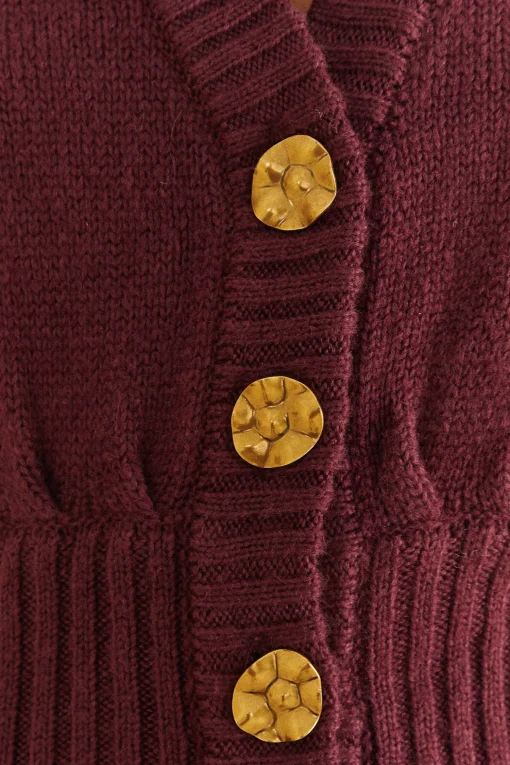  BURGUNDY BUBBLE KNIT CARDIGAN
