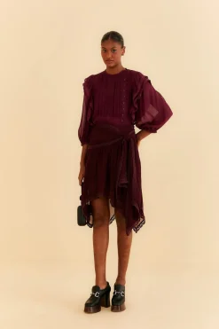  BURGUNDY RUFFLE BLOUSE