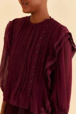  BURGUNDY RUFFLE BLOUSE