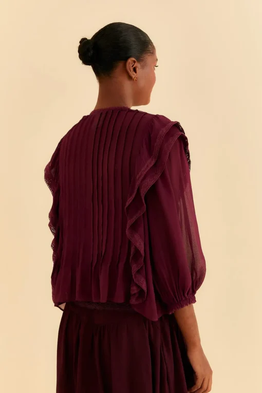  BURGUNDY RUFFLE BLOUSE