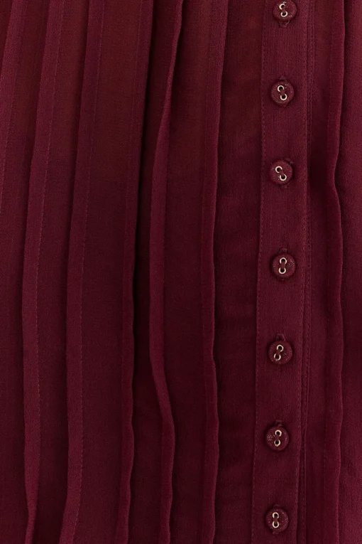  BURGUNDY RUFFLE BLOUSE