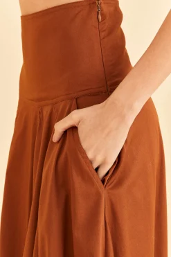  CARAMEL RUFFLE MAXI SKIRT