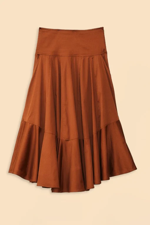  CARAMEL RUFFLE MAXI SKIRT