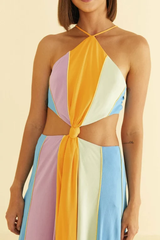  COLOR BLOCKING SLEEVELESS MAXI DRESS