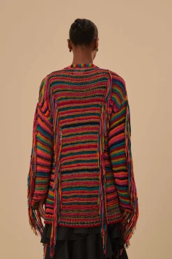  COLORFUL STRIPES KNIT CARDIGAN