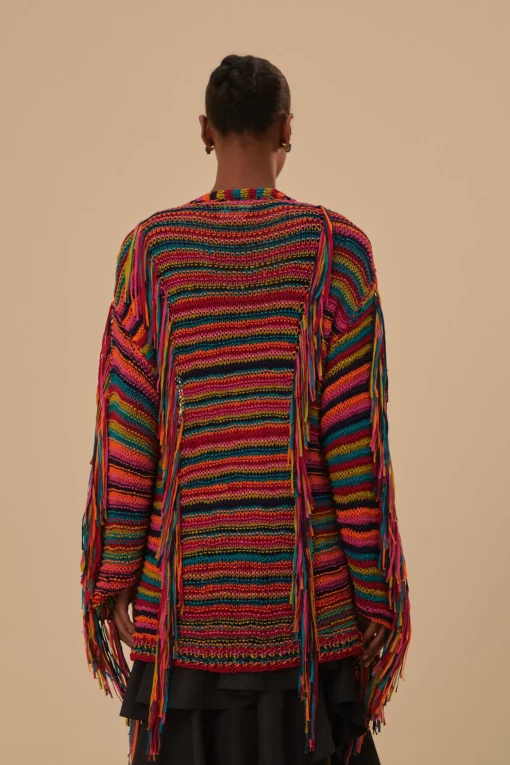  COLORFUL STRIPES KNIT CARDIGAN