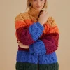  COLORFUL STRIPES KNIT REVERSIBLE PUFFER JACKET