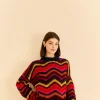  COLORFUL WAVES CROCHET HIGH NECK SWEATER