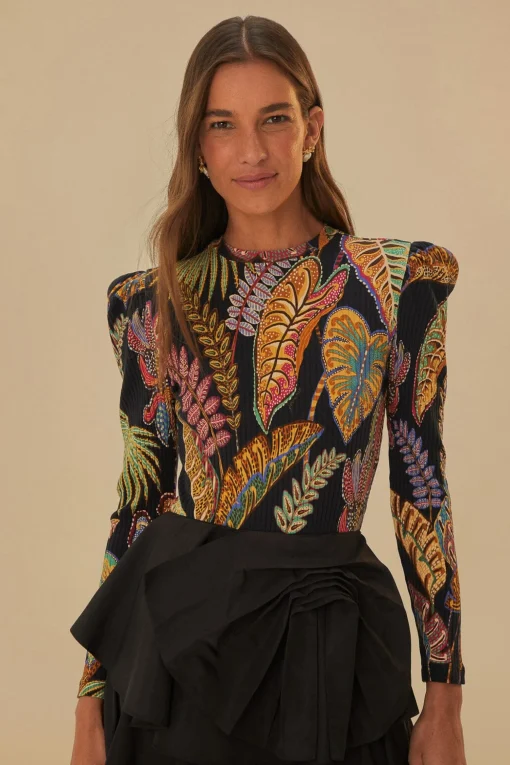  COOL FOLIAGE BLACK BODYSUIT