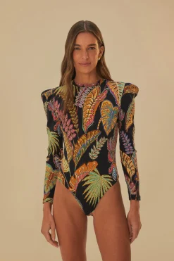 COOL FOLIAGE BLACK BODYSUIT