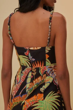  COOL FOLIAGE BLACK MINI DRESS