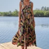  COOL FOLIAGE BLACK SLEEVELESS MAXI DRESS