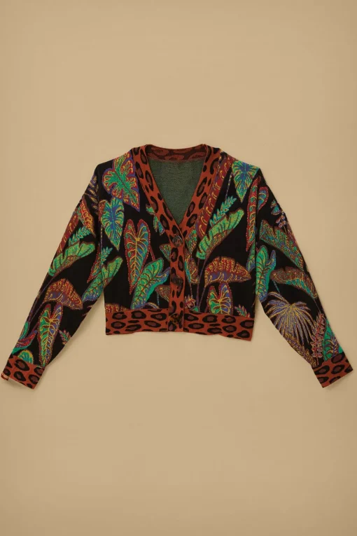  COOL FOLIAGE CROPPED KNIT CARDIGAN