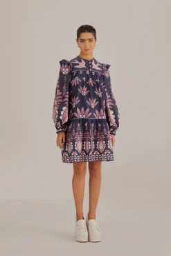  DARK BLUE AINIKA MARTINA LONG SLEEVE MINI DRESS