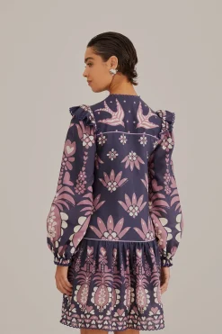  DARK BLUE AINIKA MARTINA LONG SLEEVE MINI DRESS