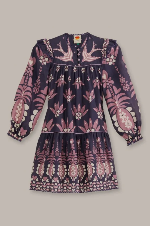  DARK BLUE AINIKA MARTINA LONG SLEEVE MINI DRESS