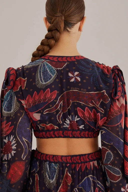  DARK BLUE TROPICAL SHINE CUT OUT MAXI DRESS