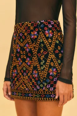  EMBROIDERED CORDUROY MINI SKIRT