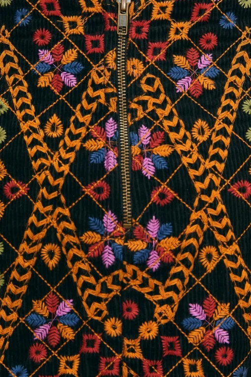  EMBROIDERED CORDUROY MINI SKIRT