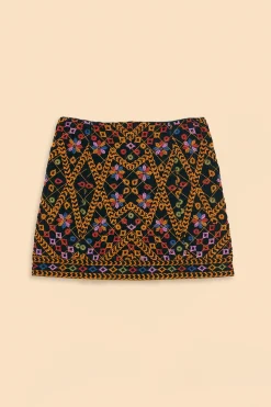  EMBROIDERED CORDUROY MINI SKIRT
