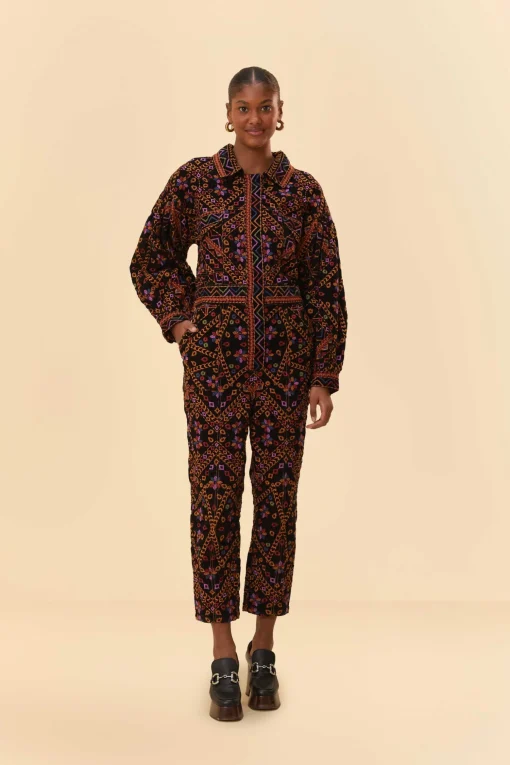 EMBROIDERED LONG SLEEVE JUMPSUIT