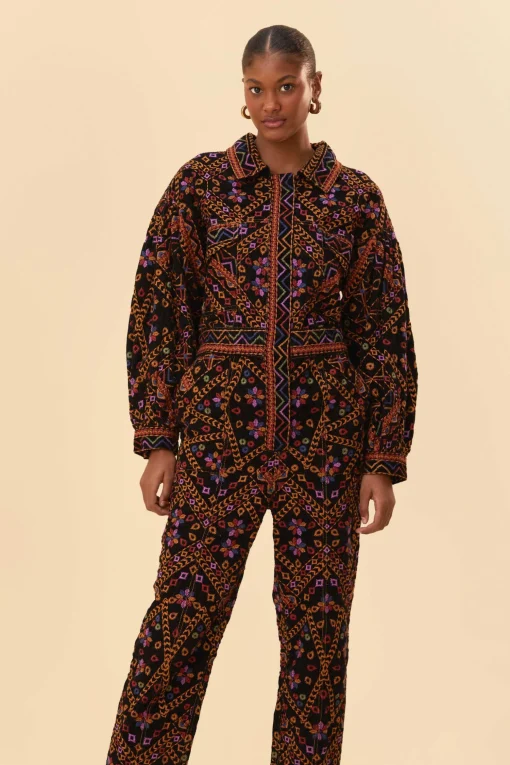  EMBROIDERED LONG SLEEVE JUMPSUIT