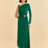  EMERALD ONE SHOULDER MIDI DRESS