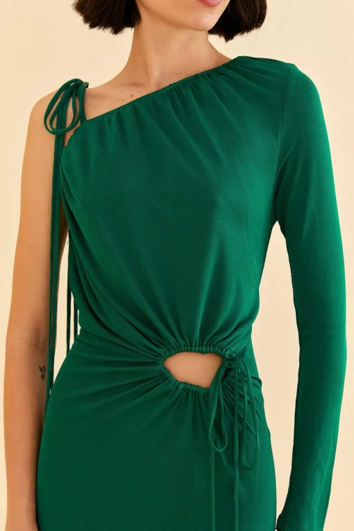  EMERALD ONE SHOULDER MIDI DRESS