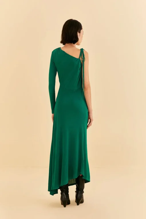  EMERALD ONE SHOULDER MIDI DRESS