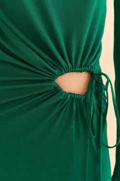  EMERALD ONE SHOULDER MIDI DRESS