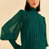  EMERALD RUFFLE LONG SLEEVE BLOUSE