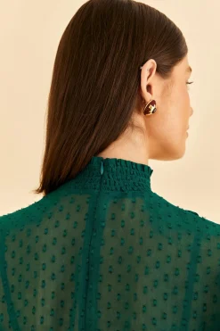  EMERALD RUFFLE LONG SLEEVE BLOUSE